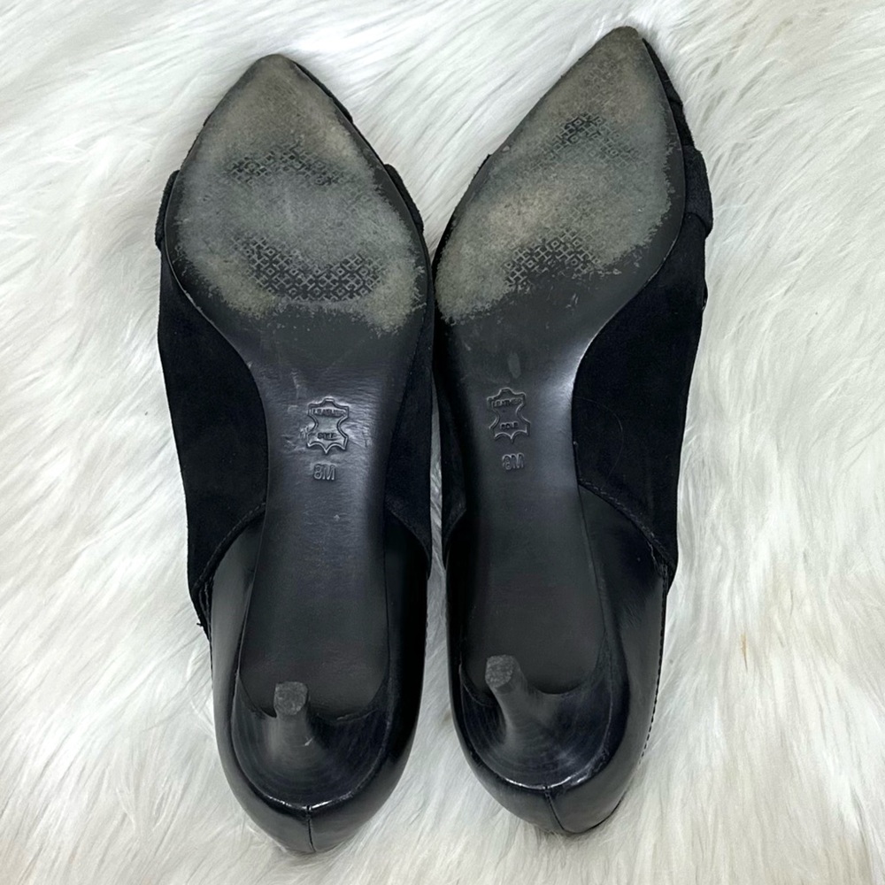 Tory Burch Saray Black Leather Suede Heels [S5411] - Picture 9 of 11